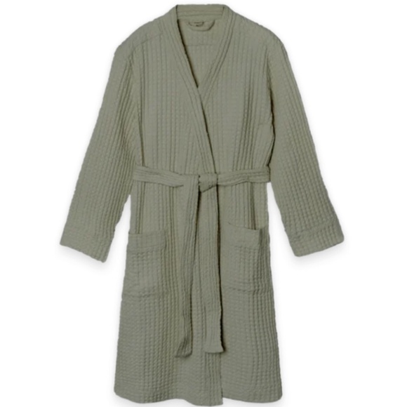 Goumi Women's Noble Fir Green Waffle 100% Organic Cotton Robe Size XS/S NEW - Picture 1 of 1